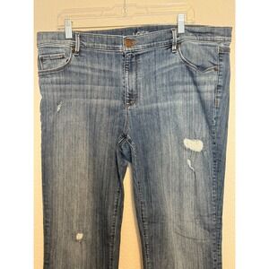 LOFT Modern Straight Leg Women's Jeans Size 34/18 Distressed‎ Denim